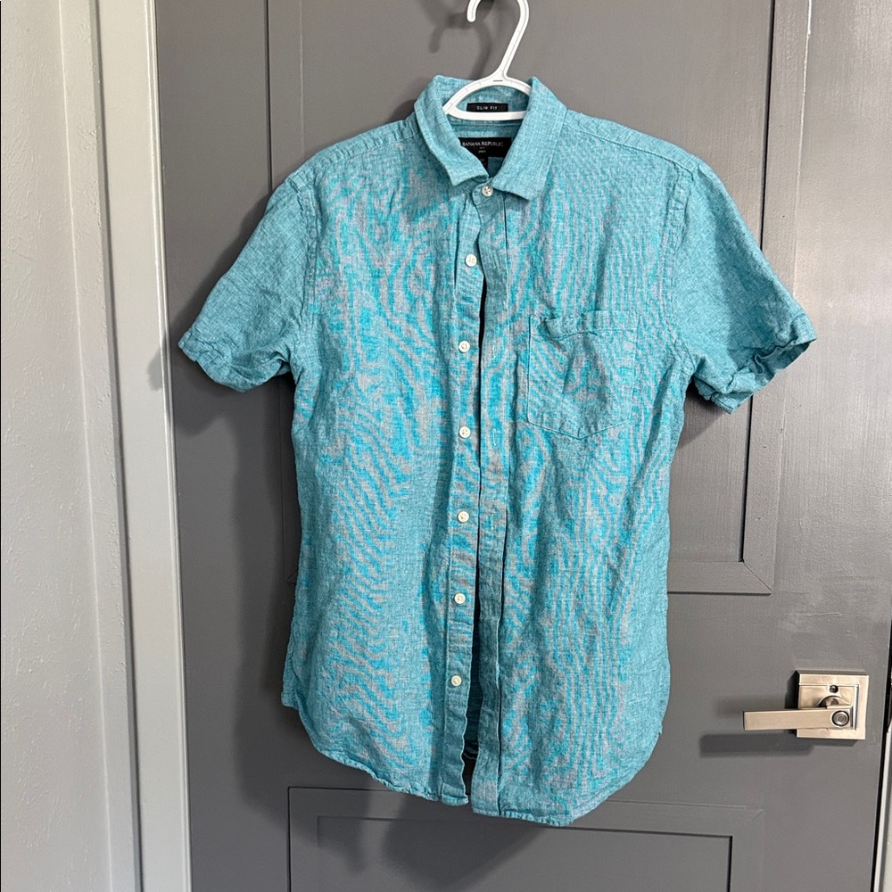 Banana Republic Teal Casual Button-Down Shirt